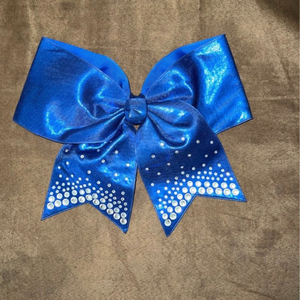 Royal blue rhinestone hair bow
